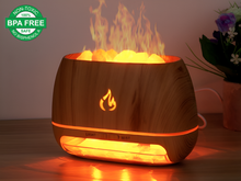 Charger l&#39;image dans la galerie, Diffuseur d&#39;huiles essentielles 3 en 1 au sel rose de l&#39;Himalaya 100% pur, et lampe avec lumière effet flamme (7 couleurs), diffuseur aromathérapie ultrasonique, humidificateur à brume fraîche
