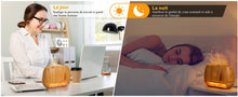 Charger l&#39;image dans la galerie, Diffuseur d&#39;huiles essentielles 3 en 1 au sel rose de l&#39;Himalaya 100% pur, et lampe avec lumière effet flamme (7 couleurs), diffuseur aromathérapie ultrasonique, humidificateur à brume fraîche
